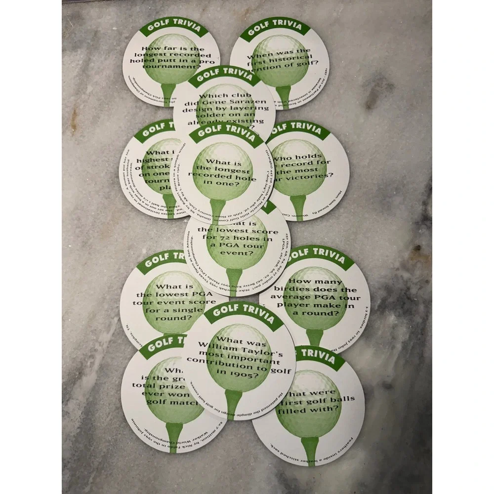 Golf Trivia Coasters‎ Set of 12 Different Facts Quotes Trivia Fun Tin Container